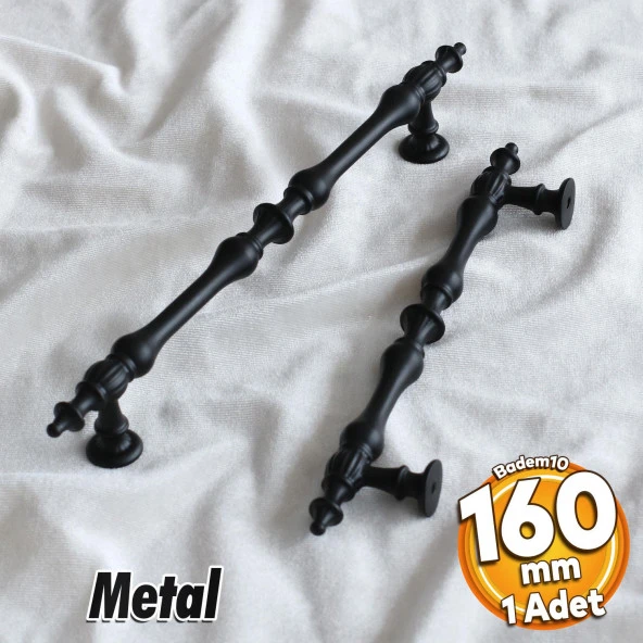 Şehzade Kulp Mobilya Mutfak Dolabı Çekmece Dolap Kulpları Kapak Kulpu Kulbu Siyah 160 mm Metal