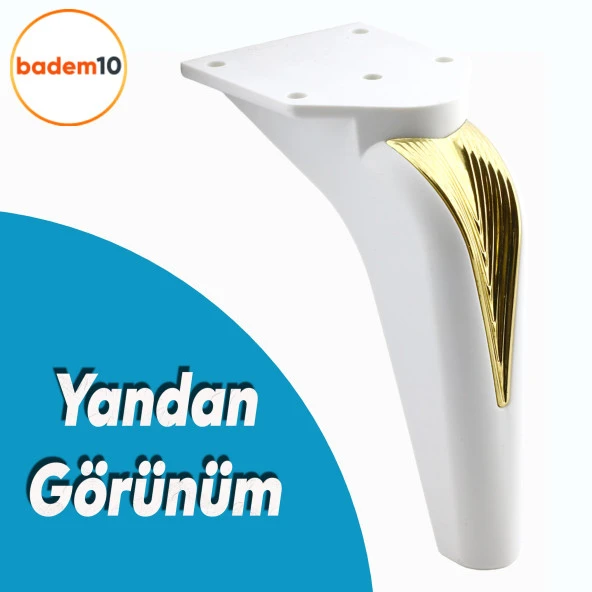 Tılsım Mobilya Oturma Grubu Kanepe Sehpa TV Ünitesi Koltuk Ayağı Baza Ayakları Beyaz Altın 16 cm - Resim 3