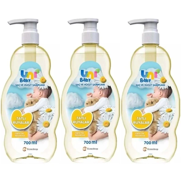 Uni Baby Bebek Şampuanı 700ML Tatlı Rüyalar (Pompalı) (3 Lü Set) ürün görseli 1