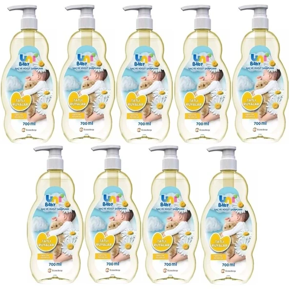 Uni Baby Bebek Şampuanı 700ML Tatlı Rüyalar (Pompalı) (9 Lu Set) ürün görseli 1