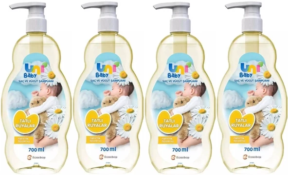 Uni Baby Bebek Şampuanı 700ML Tatlı Rüyalar (Pompalı) (4 Lü Set)