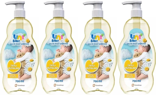 Uni Baby Bebek Şampuanı 700ML Tatlı Rüyalar (Pompalı) (4 Lü Set) - 1