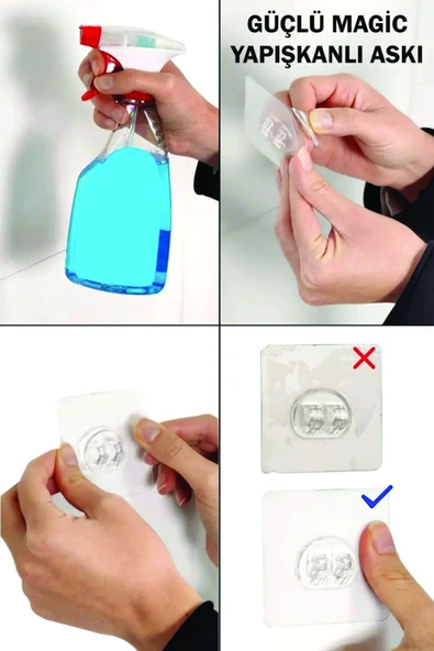 Paslanmaz Çelik Yapışkanlı Fönlü Duvar Rafı & Organizer & Banyo Duş Askısı - 3