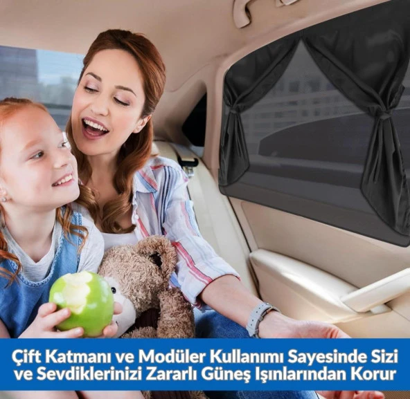 Glanz 2 Adet Araç Yan Cam Perdesi Mıknatıslı Oto Güneşlik Araba Anne Bebek Emzirme Perdesi - 2
