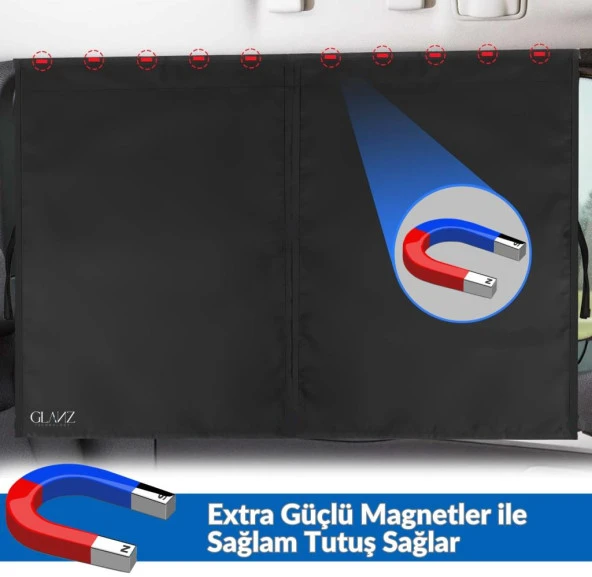 Glanz 2 Adet Araç Yan Cam Perdesi Mıknatıslı Oto Güneşlik Araba Anne Bebek Emzirme Perdesi - 3