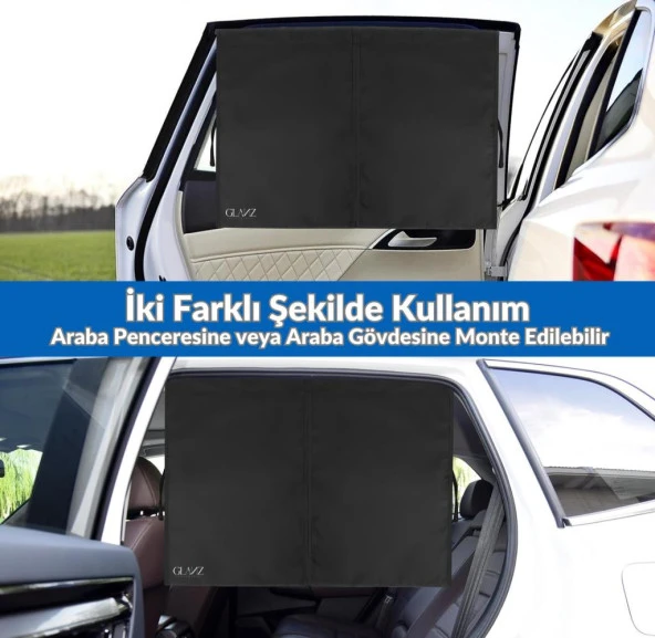 Glanz 2 Adet Araç Yan Cam Perdesi Mıknatıslı Oto Güneşlik Araba Anne Bebek Emzirme Perdesi - 4