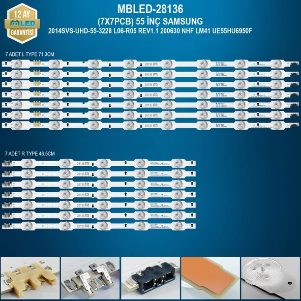 MBLED (7X7PCB) 55 İnç Samsung 2014SVS-UHD-55-3228 L06-R05 REV1.1 200630 NHF LM41 UE55HU6950F