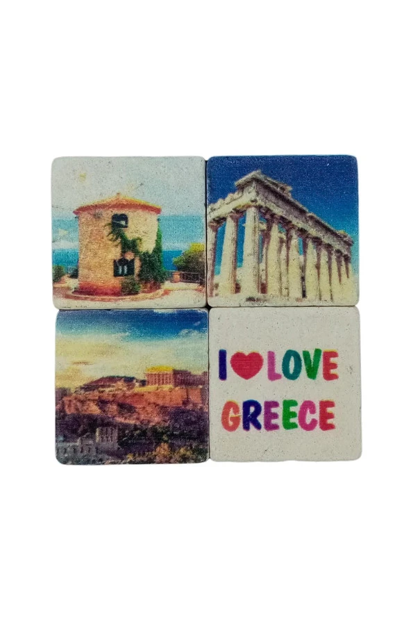 Yunanistan Temalı Dörtlü Taş Magnet - Resim 3