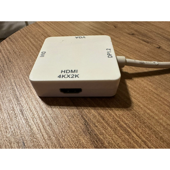 INCA 3in1 Mini DisplayPort DP v1.2 to HDMI DVI 4K VGA Thunderbolt Port Compatible Adapter Cable Square For Macbook A0103W 2.EL ÜRÜN - 2