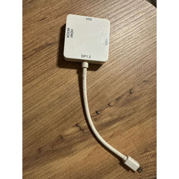 INCA 3in1 Mini DisplayPort DP v1.2 to HDMI DVI 4K VGA Thunderbolt Port Compatible Adapter Cable Square For Macbook A0103W 2.EL ÜRÜN - 5