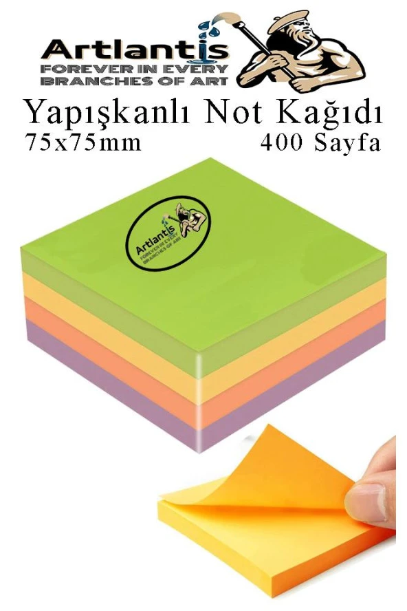 Yapışkanlı Not Kağıdı 4 Renk 400 Sayfa 1 Paket Bahar Küp Blok Yapışkanlı Postit 75x75 mm Renkli