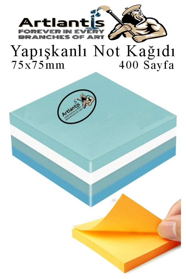 Yapışkanlı Not Kağıdı 4 Renk 400 Sayfa 1 Paket Buzul Küp Blok Yapışkanlı Postit 75x75 mm Renkli ürün görseli