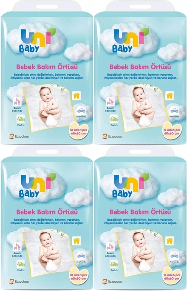 Uni Baby Bebek Bakım Örtüsü 60*60CM (İç Adet 10) Tekli Pk (4 Lü Set)