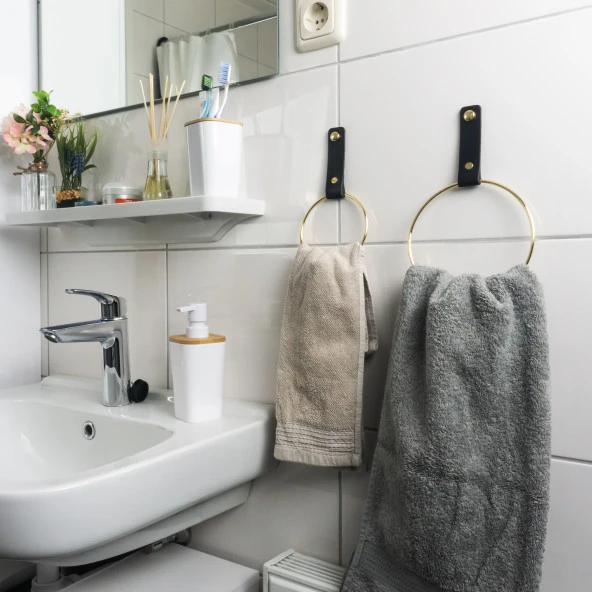 Manda Derisinden Asma Sistemli Halka Havluluk, Havlu Askısı - Gold