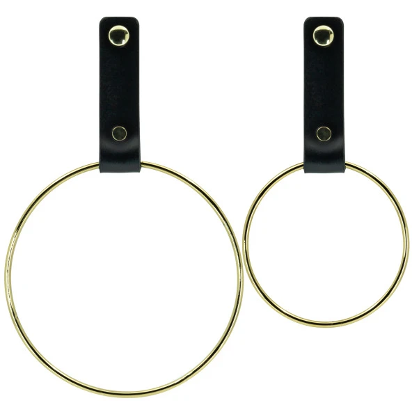 Manda Derisinden Asma Sistemli Halka Havluluk, Havlu Askısı - Gold - 2