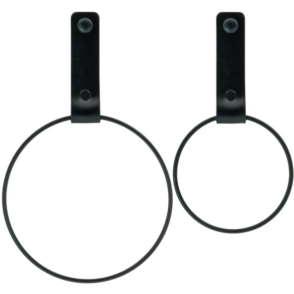 Manda Derisinden Asma Sistemli Halka Havluluk, Havlu Askısı - Black - 2