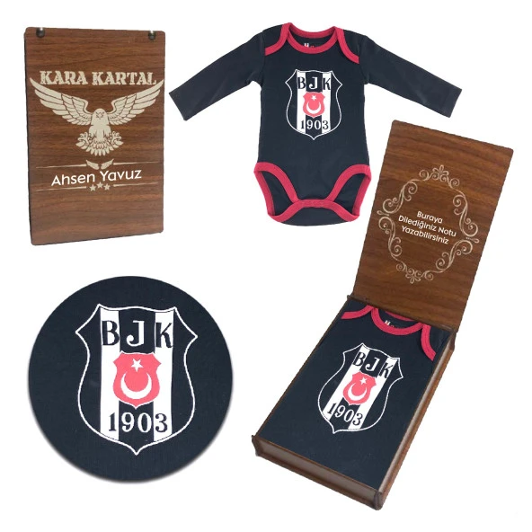 Beşiktaş Kartal Yuvası Orjinal Lisanslı Uzun Kol Zıbın Body Siyah - 3