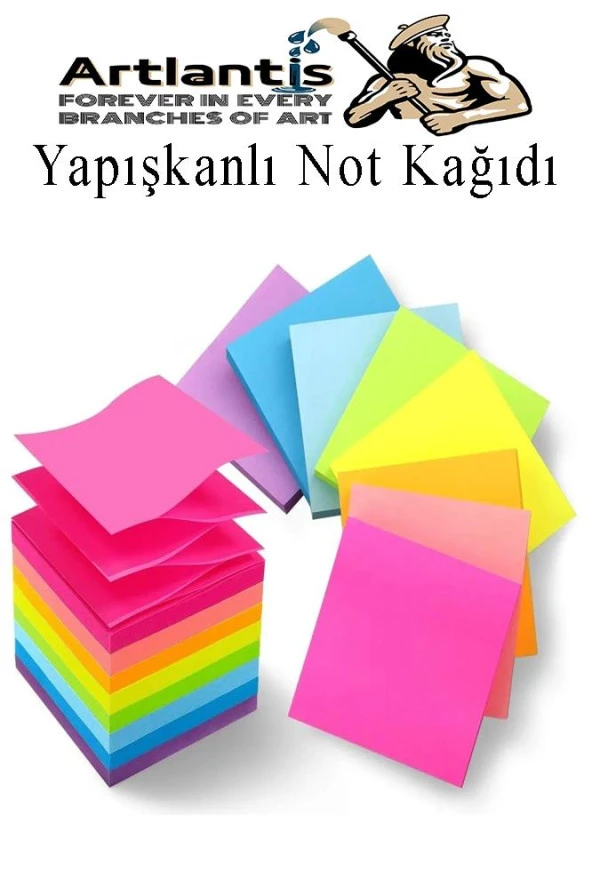 Yapışkanlı Not Kağıdı 6 Renk 450 Sayfa 1 Paket Envai Küp Blok Yapışkanlı Postit 75x75 mm Renkli - 3