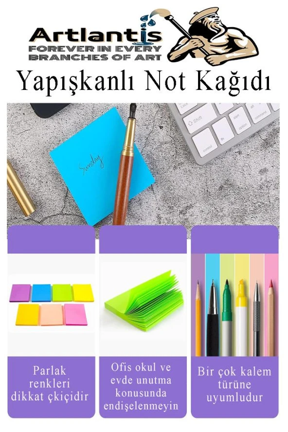 Yapışkanlı Not Kağıdı 6 Renk 450 Sayfa 1 Paket Envai Küp Blok Yapışkanlı Postit 75x75 mm Renkli - 5