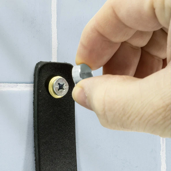 Manda Derisinden Asma Sistemli Halka Havluluk, Havlu Askısı - Silver - 4