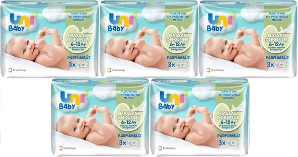 Uni Baby Islak Havlu Hassas Dokunuş 52 Yaprak (15 Li Set) 780 Yaprak (5PK*3)