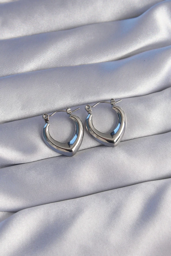 316L Çelik Gümüş Renk İçi Oval Tasarımlı Küpe - EBJ240629W25057 ürün görseli