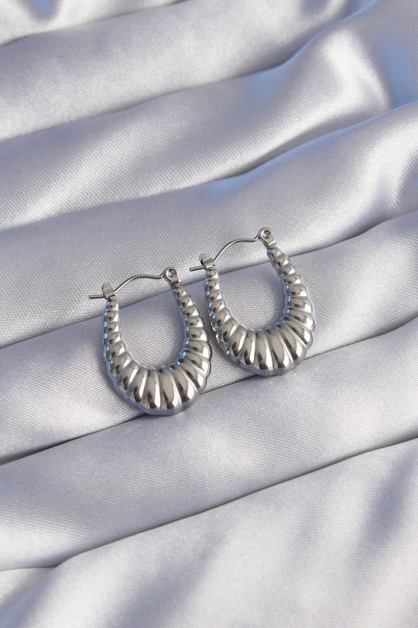 316L Çelik Gümüş Renk Uzun Baklava Görünümlü Küpe - EBJ240629W25070 ürün görseli