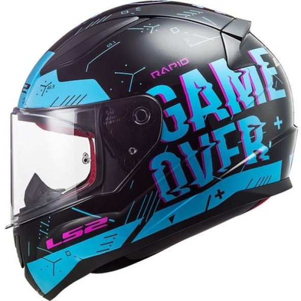 LS2 Rapid Player Full Face Mavi Siyah Motosiklet Kaskı