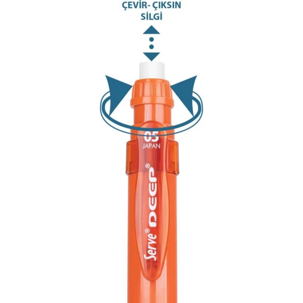 Serve Deep Mekanik Uçlu Kalem Toprak Tonları 0.5 mm Kiremit - Resim 2