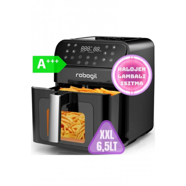 Robogil Af-19d Airfryer Xxl 6.5lt Halojen Lambalı Cam Kapaklı Sıcak Hava Fritözü - 6