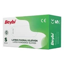 Beybi Lateks Pudralı Küçük Boy (S) 100'lü Muayene Eldiveni