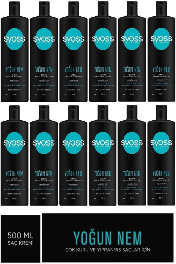 Syoss Yoğun Nem Kuru Ve Güçsüz Saçlar Için Şampuan 500 Ml X 12 Adet ( Koli )