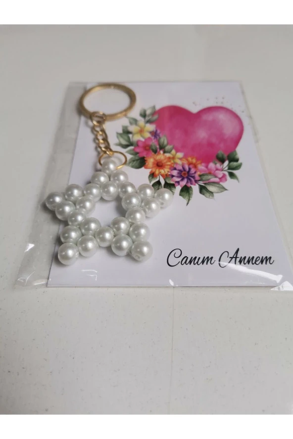 MİNİK ADIMLAR Minik Adımlar Anneler Günü Hediyeleri İnci Yıldız Anahtarlık 10 Adet ürün görseli 1