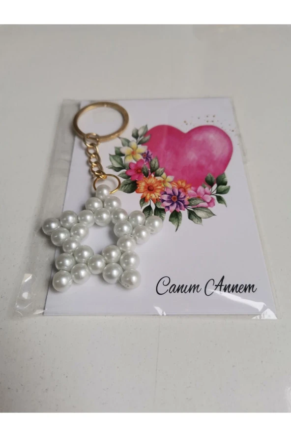 MİNİK ADIMLAR Minik Adımlar Anneler Günü Hediyeleri İnci Yıldız Anahtarlık 50 Adet - 4
