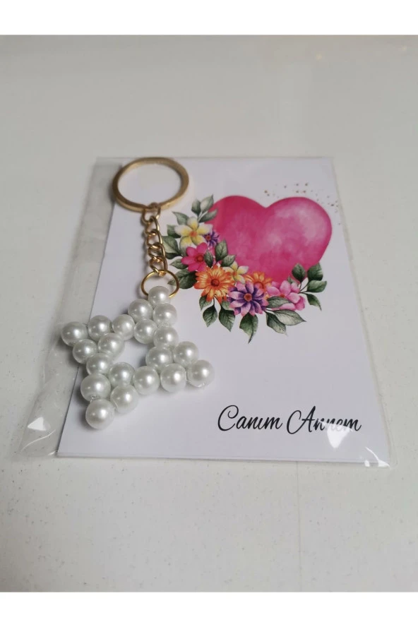 MİNİK ADIMLAR Minik Adımlar Anneler Günü Hediyeleri İnci Kare Anahtarlık 20 Adet - 4