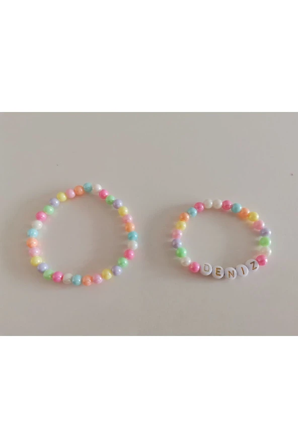 MİNİK ADIMLAR İsme Özel Anne & Çocuk Boncuk Bileklik