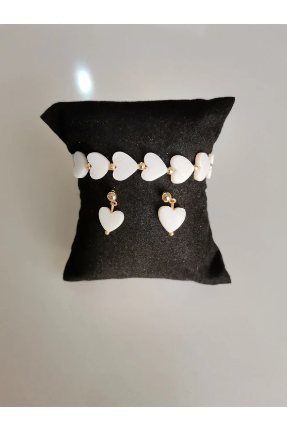 MİNİK ADIMLAR Sedef Kalp Küpe & Bileklik - 2