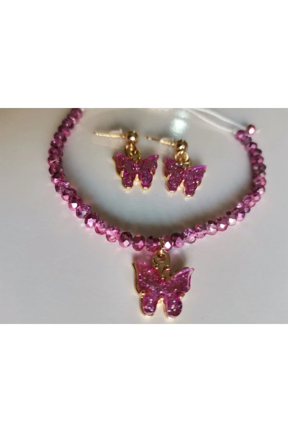 MİNİK ADIMLAR Kristal Bileklik & Kelebek Top Küpe - 3