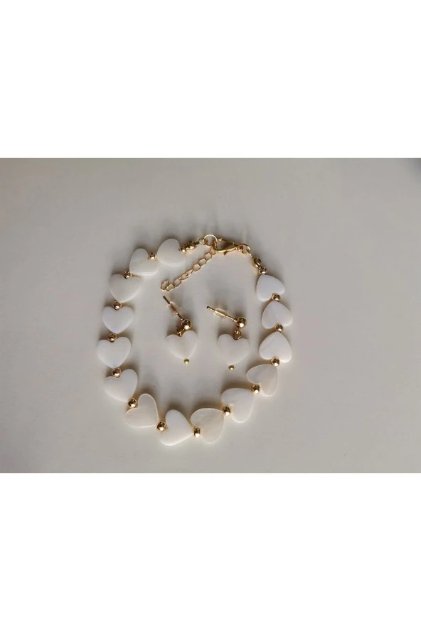 MİNİK ADIMLAR Sedef Kalp Küpe & Bileklik - 5