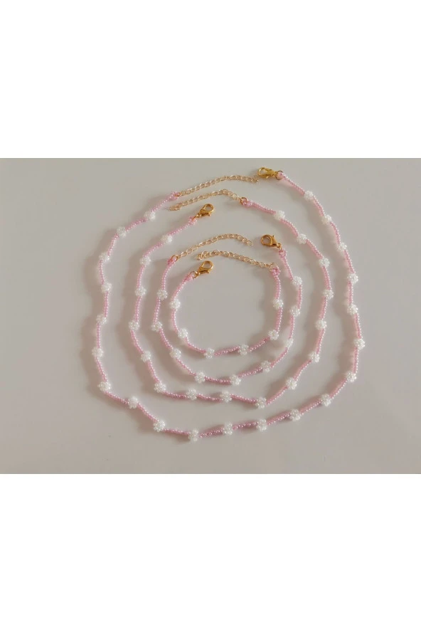 MİNİK ADIMLAR Kum Boncuk Papatya Anne & Çocuk Kolye Ve Bileklik