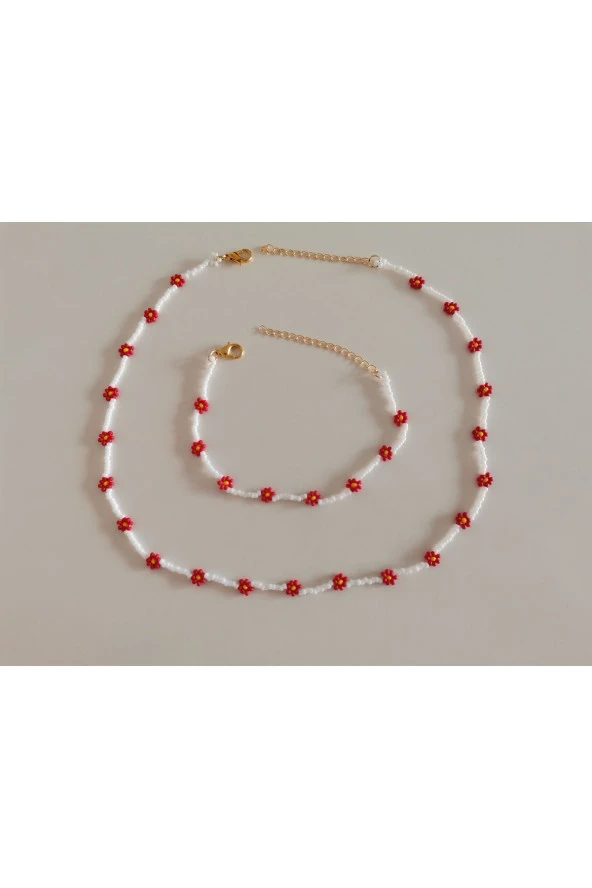 MİNİK ADIMLAR Kum Boncuk Papatya Kolye & Bileklik