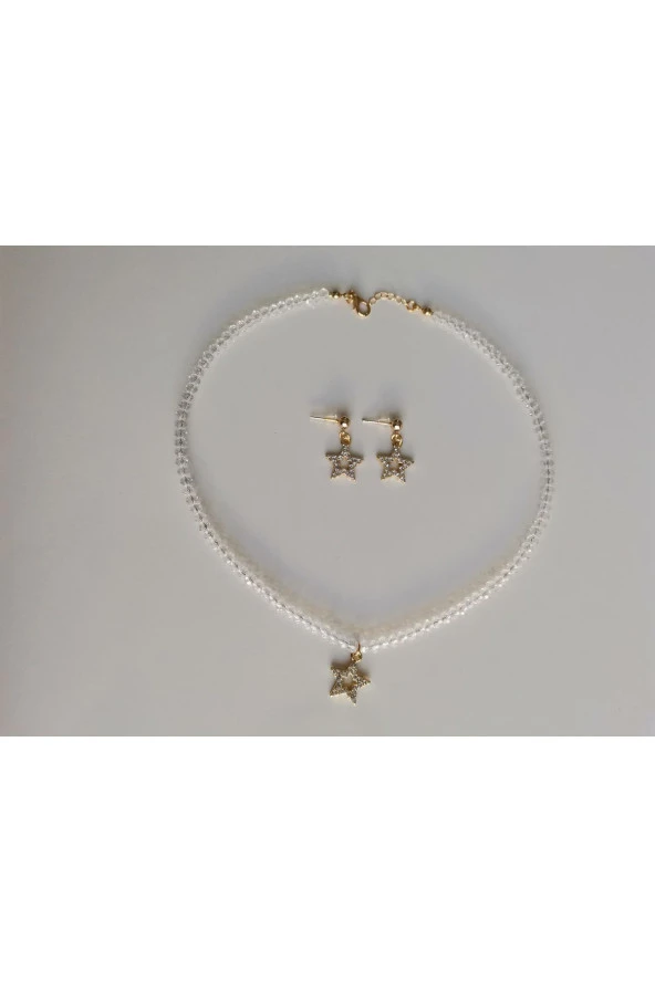 MİNİK ADIMLAR Kristal Kolye & Yıldız Küpe - 3