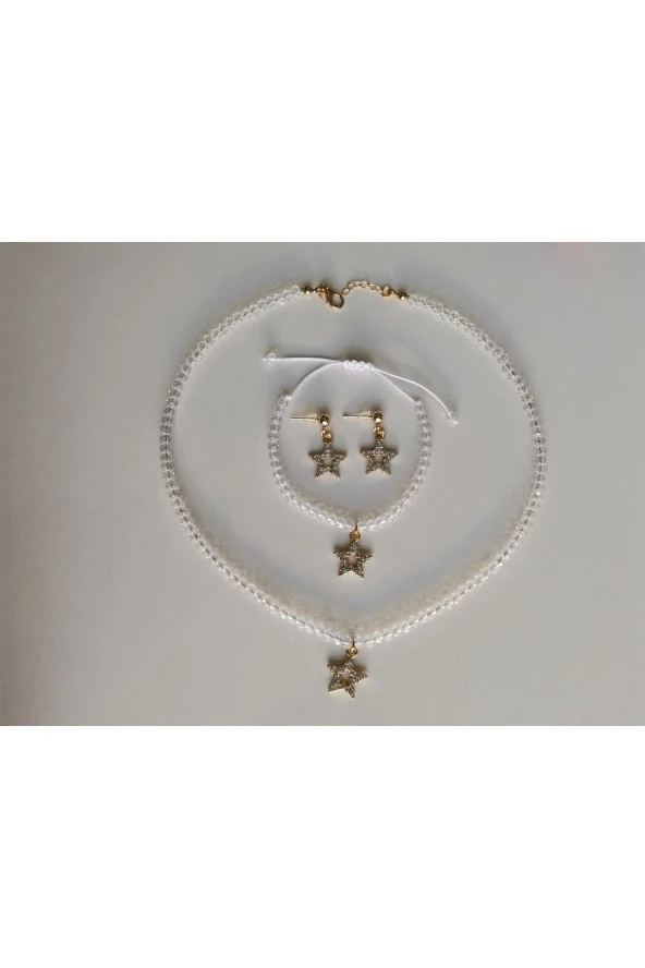 MİNİK ADIMLAR Kristal Kolye & Bileklik Ve Yıldız Küpe - 2