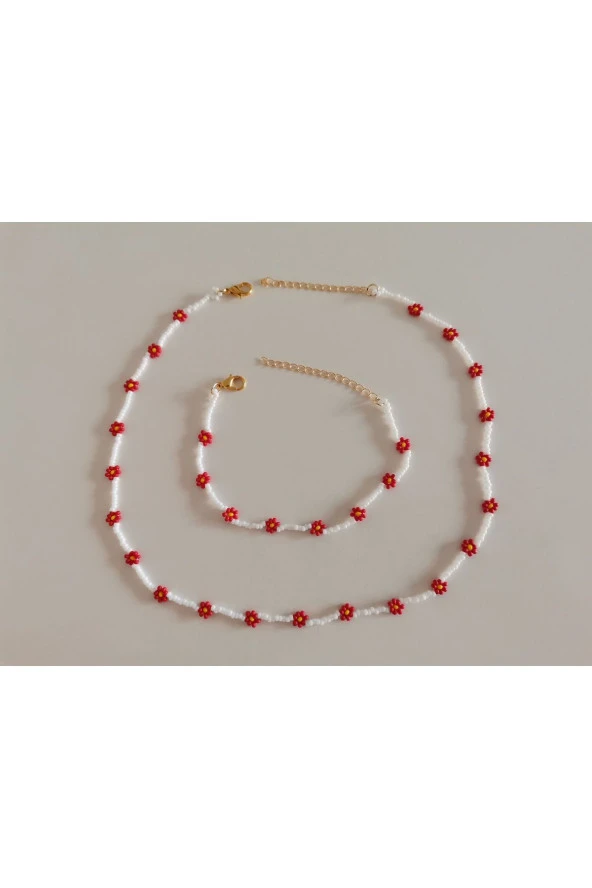 MİNİK ADIMLAR Kum Boncuk Papatya Kolye & Bileklik - 2