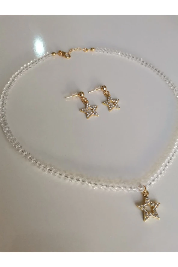 MİNİK ADIMLAR Kristal Kolye & Yıldız Küpe - 4