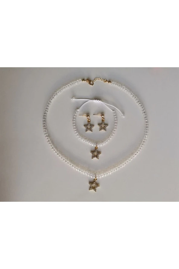 MİNİK ADIMLAR Kristal Kolye & Bileklik Ve Yıldız Küpe - 3