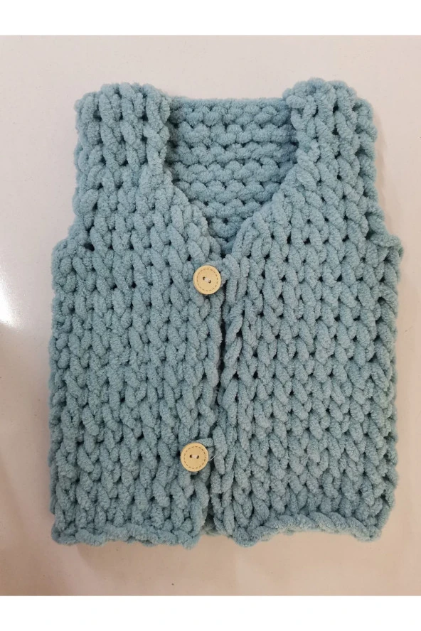 MİNİK ADIMLAR Alize Puffy El Örgüsü Bebek Yelek