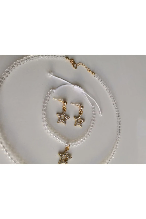 MİNİK ADIMLAR Kristal Kolye & Bileklik Ve Yıldız Küpe - 5