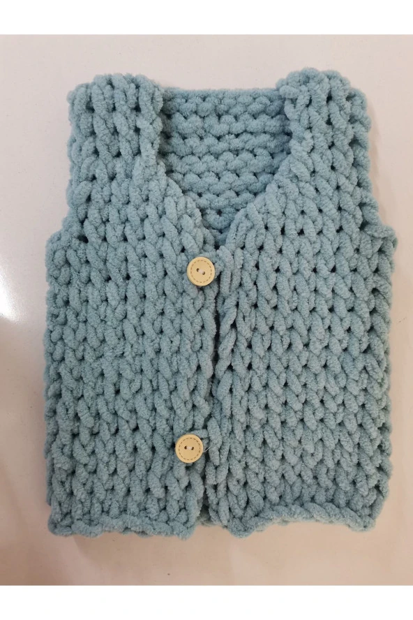 MİNİK ADIMLAR Alize Puffy El Örgüsü Bebek Yelek - 3