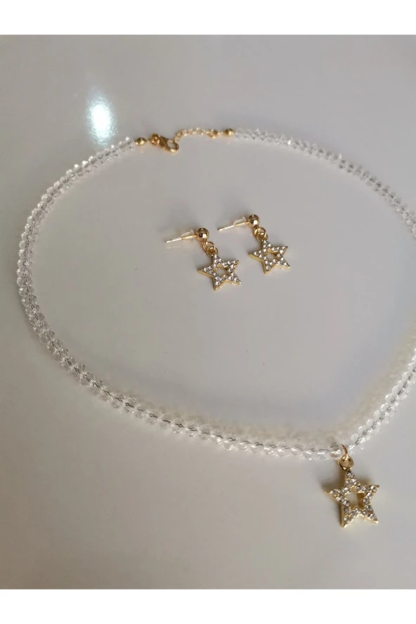 MİNİK ADIMLAR Kristal Kolye & Yıldız Küpe - 5